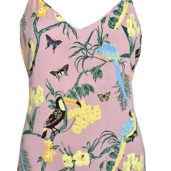 Reformation Midi Slip Dress Chianti Blush Pink Conga Tropical floral birds Small - Picture 5 of 13